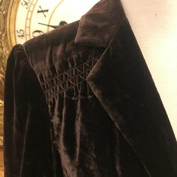 EDWARD. Size M. Crushed Velvet Long Sleeve Lined Jacket. Loop Closure. DB - Picture 2 of 5